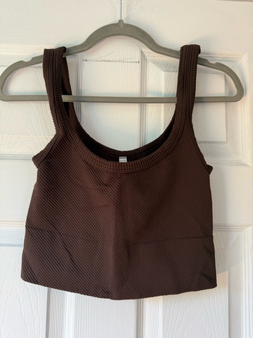 Nikibiki Ribbed Scoop Tank Top in Chocolate Brown One Size